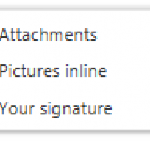 select either attachments, pictures inline or your signature
