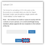 click on upload to upload CSV