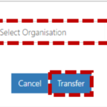Select new organisation from the drop down
