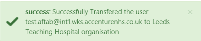 Notificaiton of successful transfer