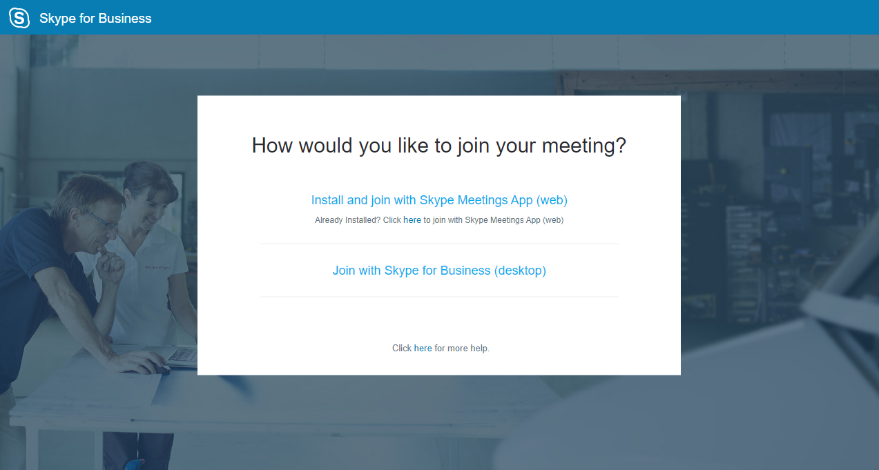 Skype for Business Pre-Join Screen