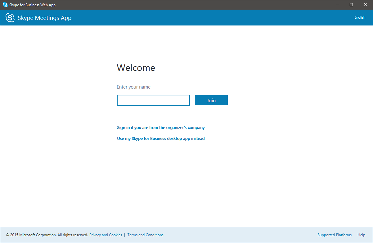 Skype for Business Joining Page